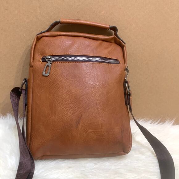 WEIXIER Brown Faux Leather North South Men's Unisex XBody Messenger w/Top Handle - Picture 9 of 16